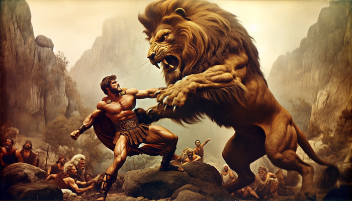 STEVE REEVES: UN ICONO DEL CULTURISMO Y EL CINE Hércules luchando contra el león de Nemea